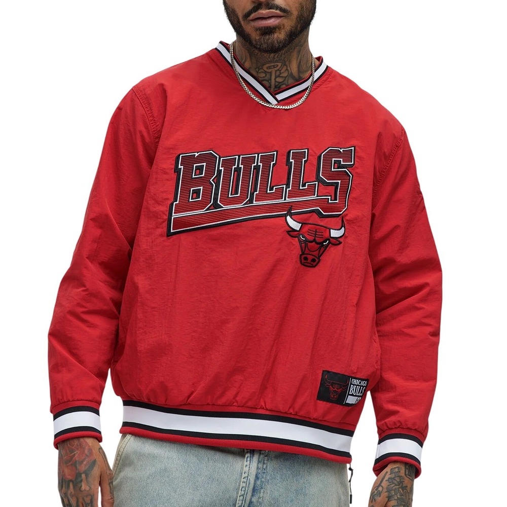 Ultra Game NBA Chicago Bulls Drillmaster V-Neck Pullover Windbreaker Size XL NWT